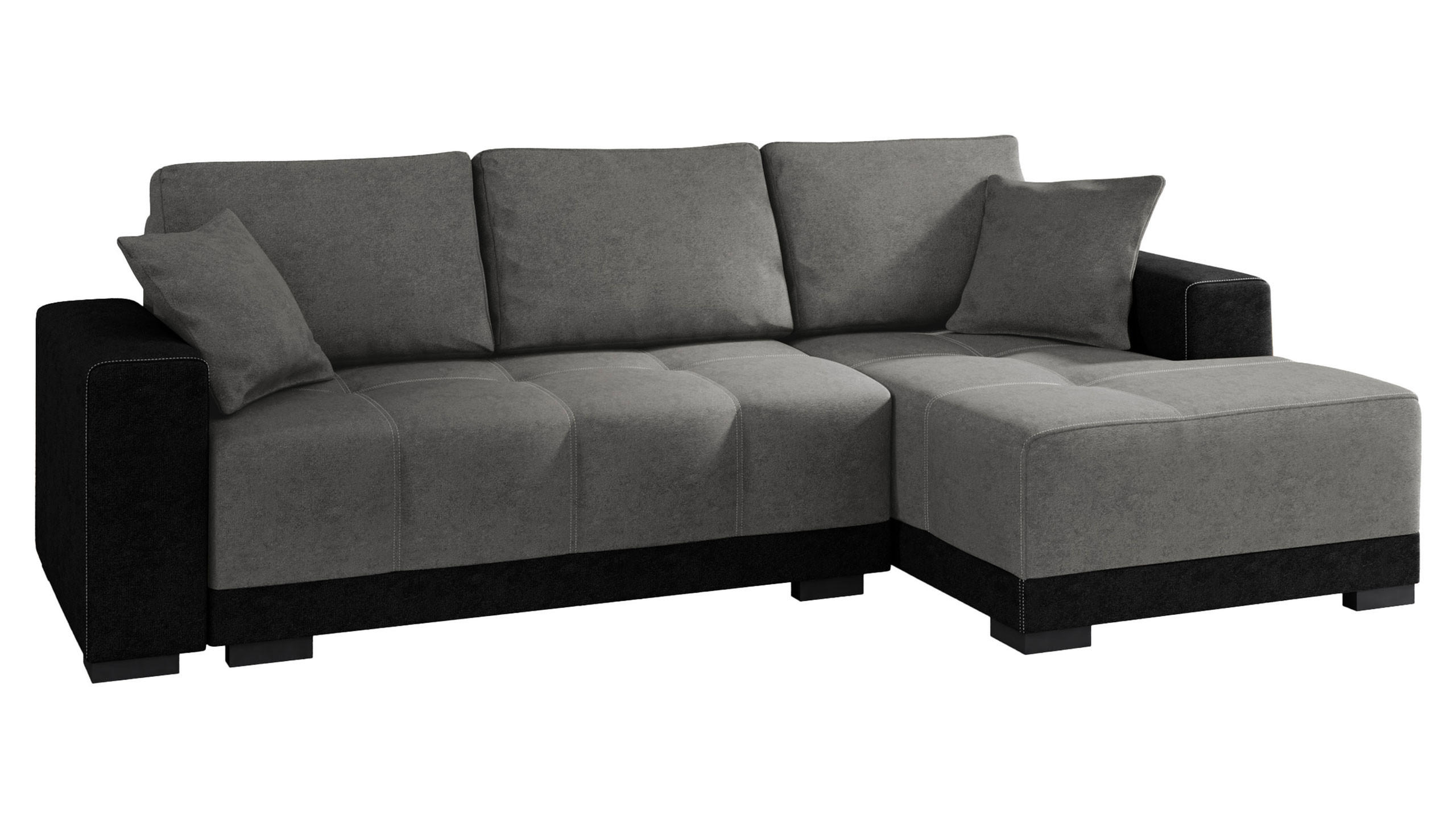 ECKSOFA Dallas, Seite: Rechts - Schwarz/Grau, Holz/Textil (240/140cm) - MIRJAN24