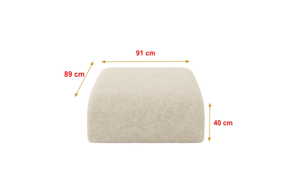 POUF MIRA-PUF 91x89x40 Creme cm Velours Modular Sitzhocker - Creme/Schwarz, Holzwerkstoff/Kunststoff (91/40/89cm) - ALTDECOR