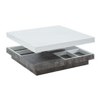 COUCHTISCH mit drehbarer Tischplatte - MDF - Weiß lackiert & Beton-Optik - FAUSTO II - Grau, Holz (80/80/34cm) - Vente-Unique