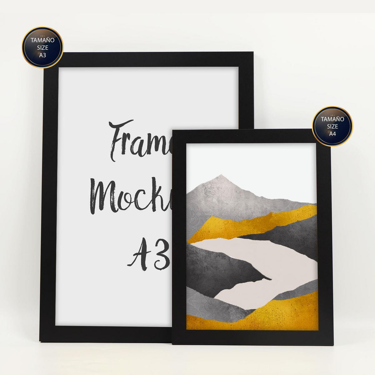 POSTER Set Mit 6 Bergrahmen In Kulissen Abstracts Ästhetische Dekorative Gemälde Für Ihr Wohnzimmer, Schlafzimmer, Zuhause A3 & A4 Schwarzer Rahmen - Schwarz, Papier (29/3cm) - Nacnic