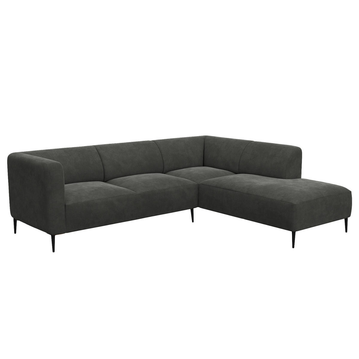 2,5-SITZER ECKSOFA mit Ottomane - Schwarz/Grün, Textil/Metall (252/205cm) - home24