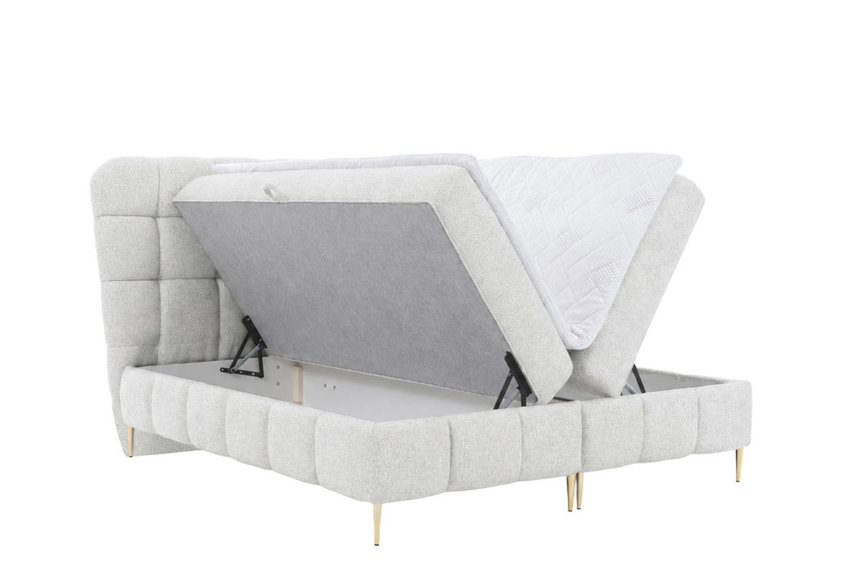 BOXBETT Mit Zwei Bettkasten, Stoff Corbett, Ecru, 140x200 cm, LOLLY - Ecru, Holz (140/200cm) - Kaiser Möbel
