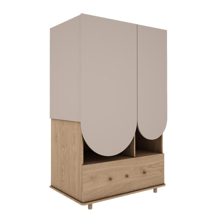 SKŘÍŇ 2DVEŘOVÁ Bloom Béžová a dřevo - hnědá, kompozitní dřevo (100/177/52cm) - Petits-meubles