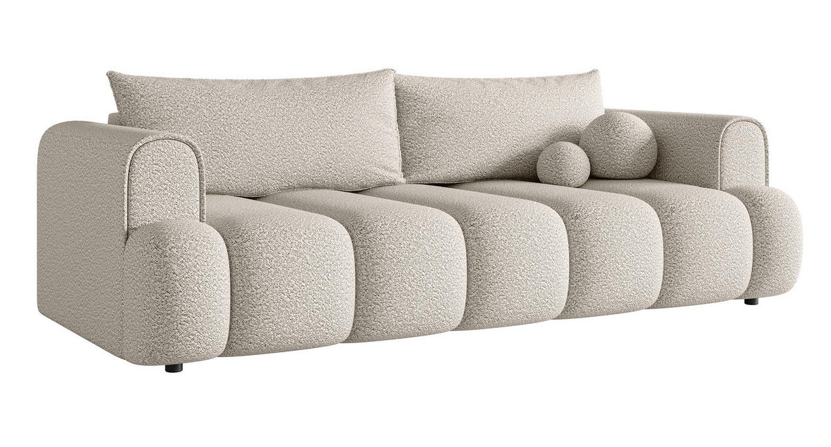 SCHLAFSOFA Dandelino Cremeweiß Boucle - Creme/Schwarz, Kunststoff/Textil (250/90/112cm) - Selsey