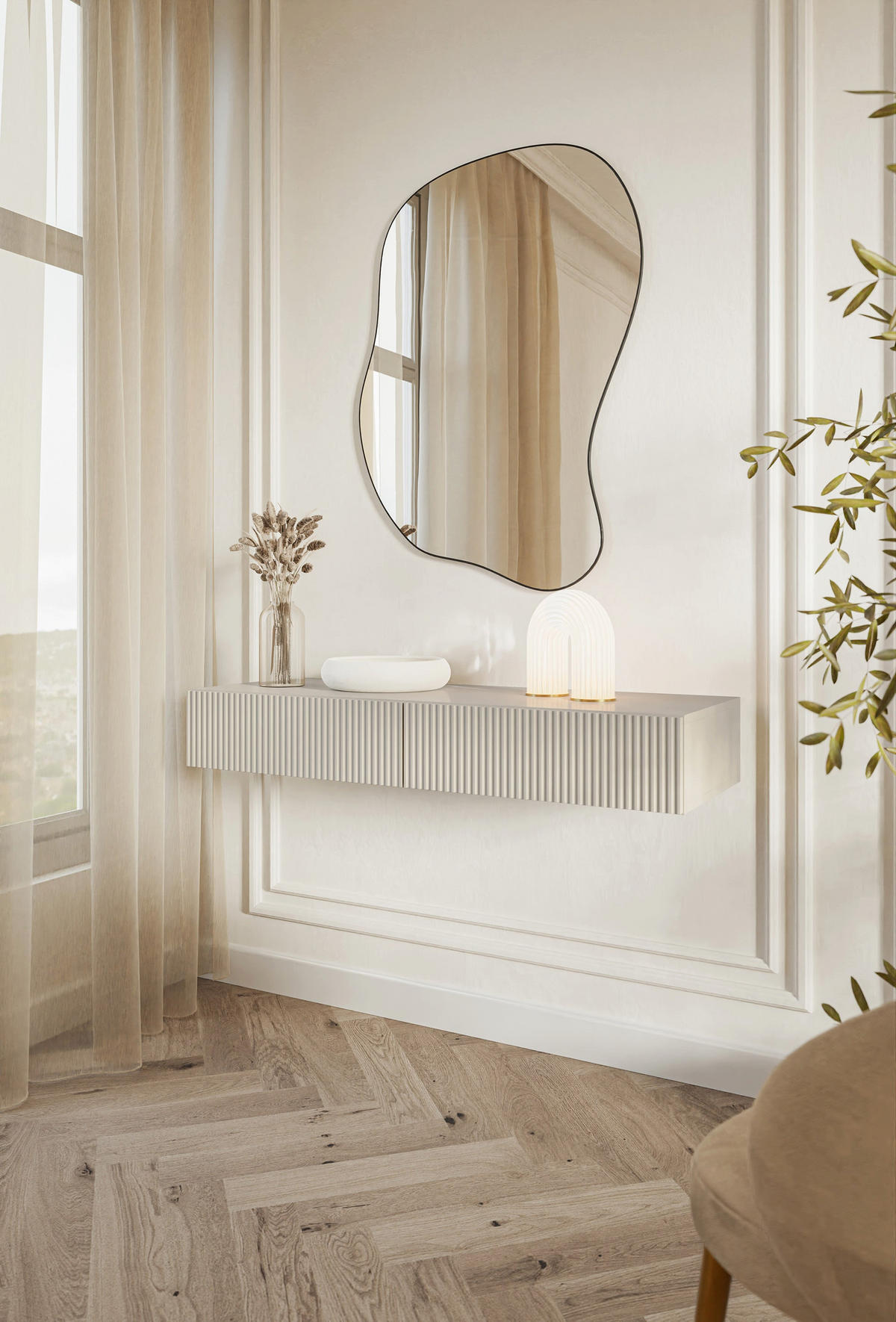 HÄNGE-SCHMINKTISCH Veldio greige 110 cm - Taupe, Holzwerkstoff (110/16/40cm) - Selsey