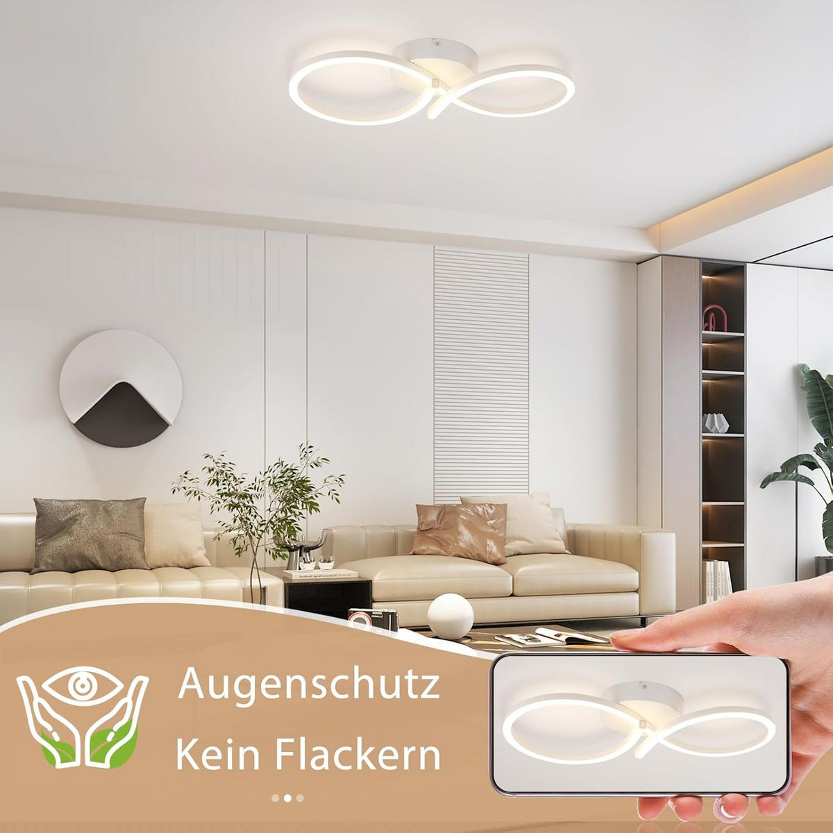 LED-DECKENLEUCHTE Sturmhag 19.0/8.0/45.0 cm - Weiß, Metall (45/19/8cm) - ZMH