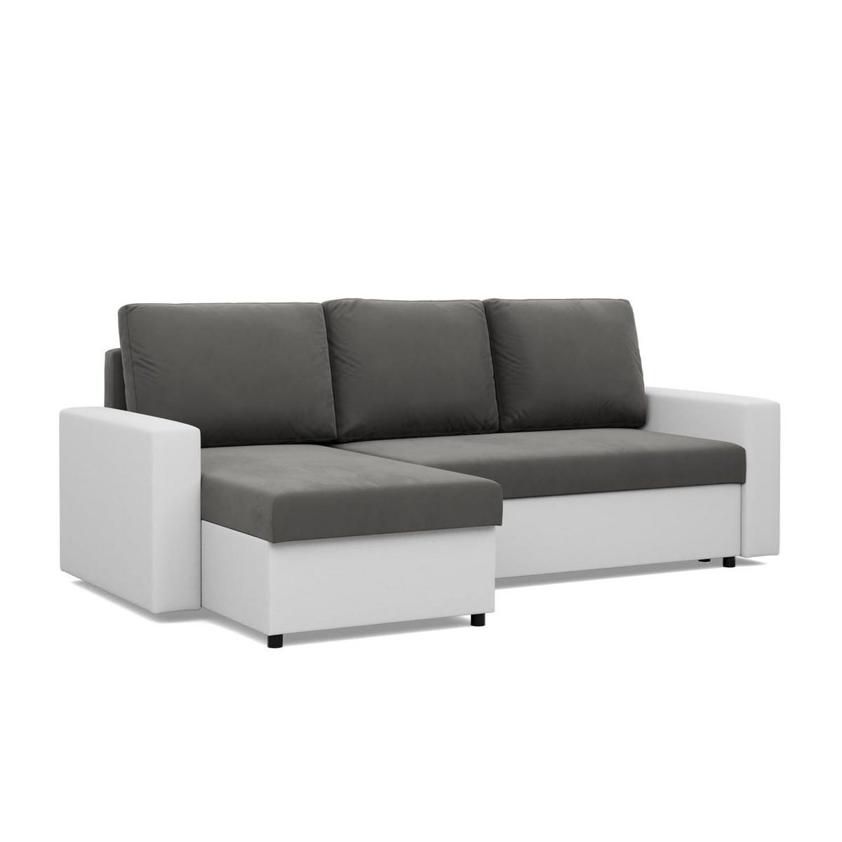 ECKSOFA MIT SCHLAFFUNKTION LUNA, Dunkelgrau + Grau - Dunkelgrau/Hellgrau, Textil (231/140cm)