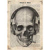 POSTER Schädel Mit Kopfhörern A4 Schwarzer Rahmen - Schwarz, Papier (29.7/5/21cm) - Nacnic