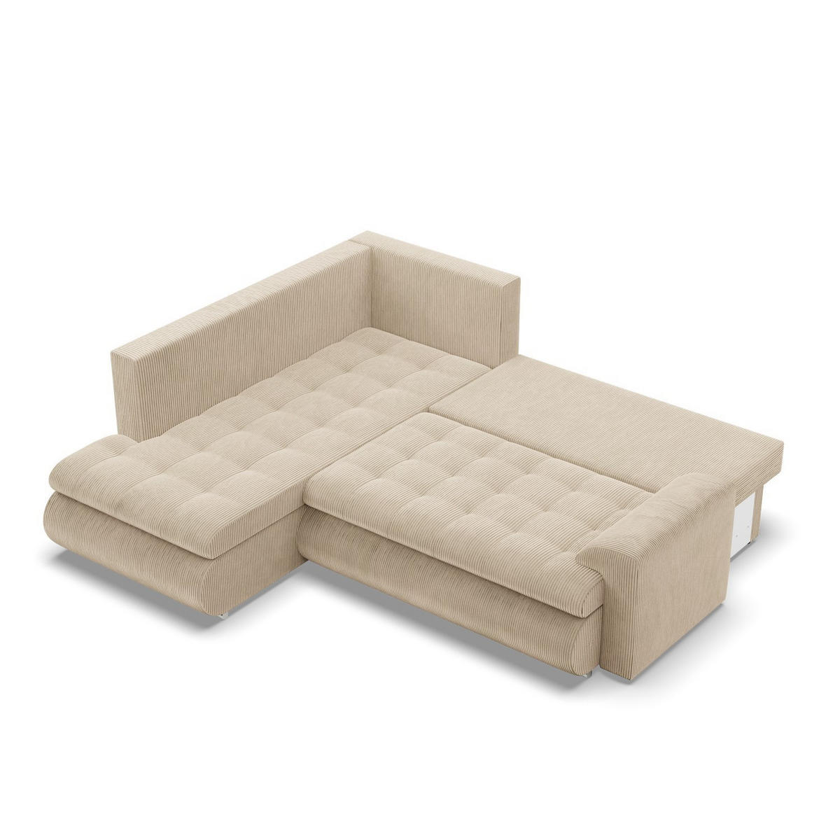 ECKSOFA LINKS MIT SCHLAFFUNKTION FORESTA, Cord - Beige - Beige, Textil (230/200cm) - Mebligo