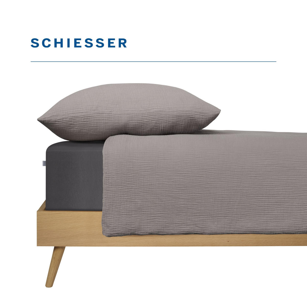 BETTWÄSCHESET Molly - Musselin - 2-teilig - 155x220 cm - Grau - Grau, Textil (155/220cm) - SCHIESSER