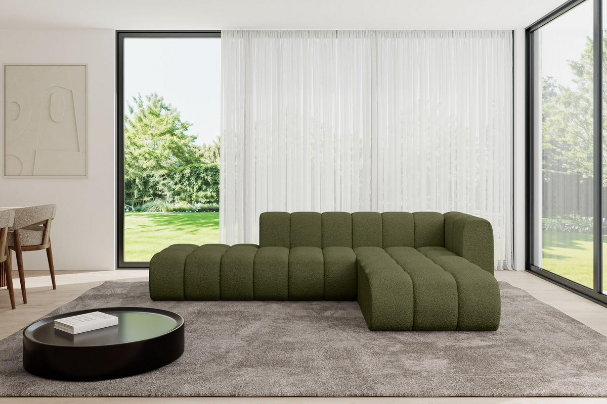 ECKSOFA modulares Sofa Zuvon-L1 - 296x177x70 cm Grün - Grün, Holzwerkstoff/Textil (296/177cm) - ALTDECOR