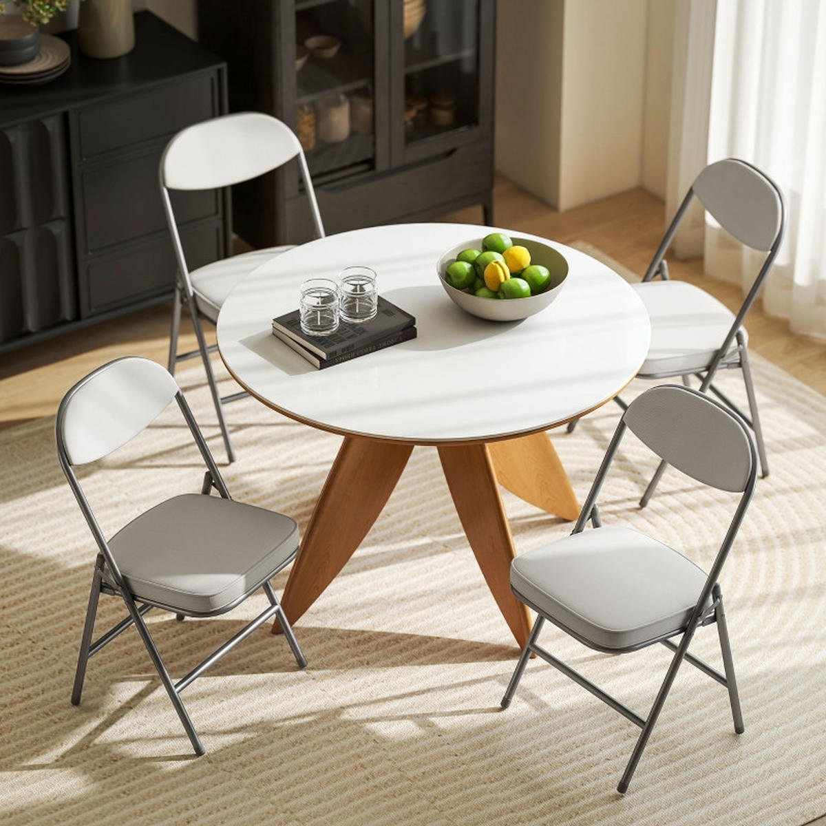 KLAPPSTUHL DE-36028 4er Set mit Stahlrahmen Cremeweiß - Creme, Metall (45/82/48.5cm) - ComfortXL