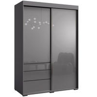 SCHIEBETÜRENSCHRANK mit Schubladen Torino 2D 140 Grau (Lacobel) - Silberfarben/Grau, Holzwerkstoff/Metall (140/204/65cm) - mzm24