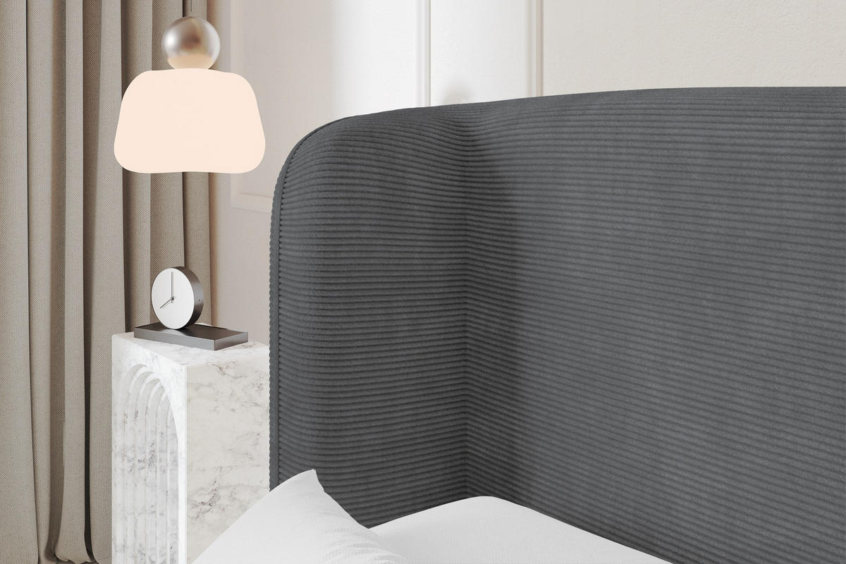 POLSTERBETT mit Bettkasten und Lattenrost, Boxbett ohne Matratze - ESTI 160x200 Dunkelgrau - Anthrazit, Holzwerkstoff/Textil (160/200cm) - ALTDECOR
