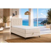 BOXBETT K15 Single SLIM mit Bettkasten & Bonell-Federkern inkl. Topper - Beige, Holz/Textil (200/90cm) - Best For Home