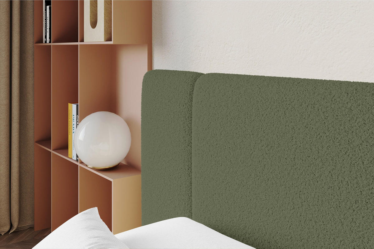 POLSTERBETT mit Bettkasten und Lattenrost, Bett mit Matratze H3/H4 - NILO 140x200 Grün - Olivgrün, Holzwerkstoff/Textil (140/200cm) - ALTDECOR