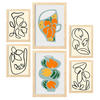 POSTER Set Mit 6 Deformierte Vase, abstraktes Blumenmuster Größe A3 & A4 Rahmen aus hellem Holz - Beige, Papier (29.7/1cm) - Nacnic