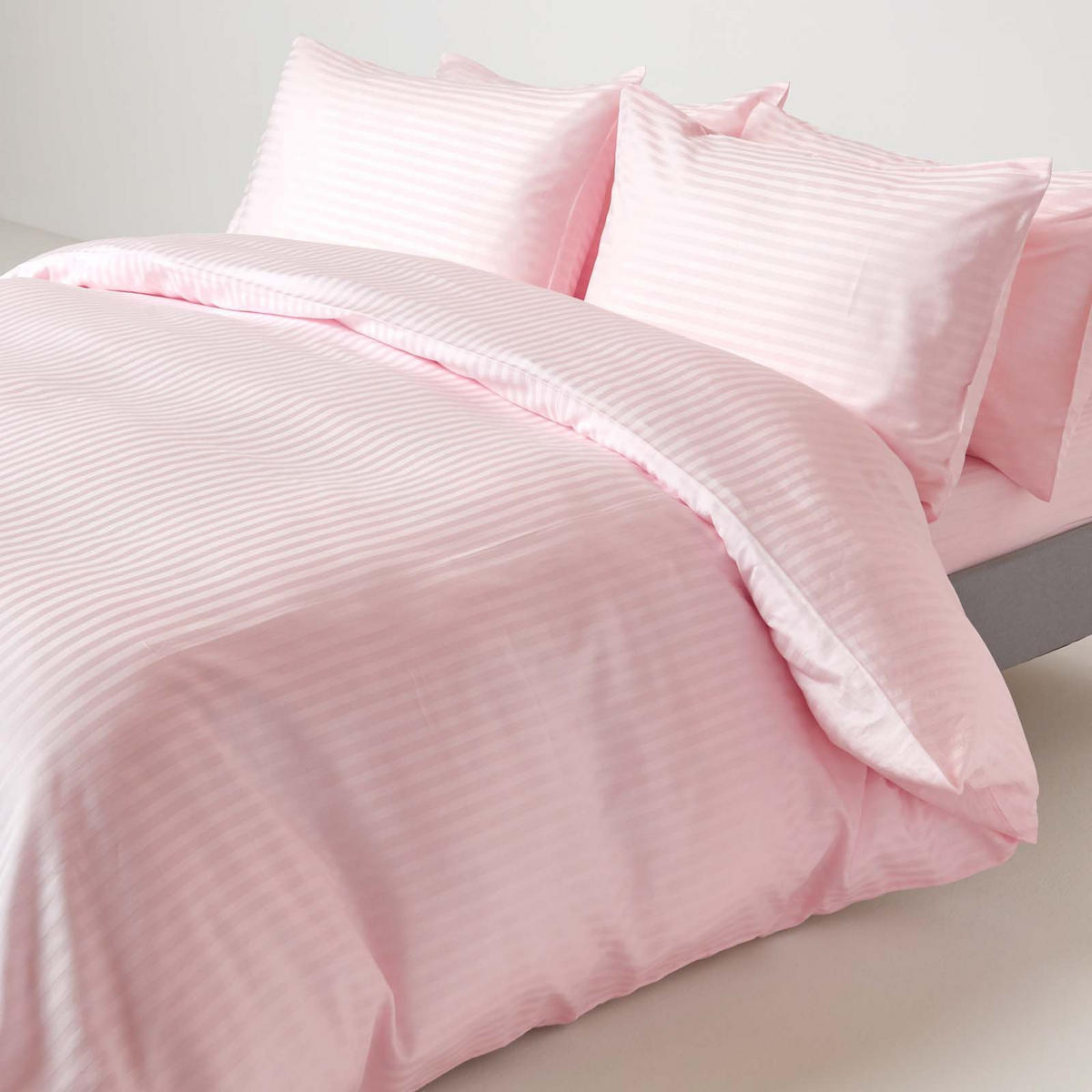 SPANNBETTLAKEN Damast gestreift, 100% Ägyptische Baumwolle - Rosa, Textil (120/190cm) - Homescapes
