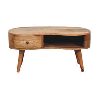KLUBSKA mizica z 1 predalom, 1 odprtim predelkom, nordijske noge, bež - rjava/barve medenine, kovina/les (50/80/40cm) - Artisan Furniture