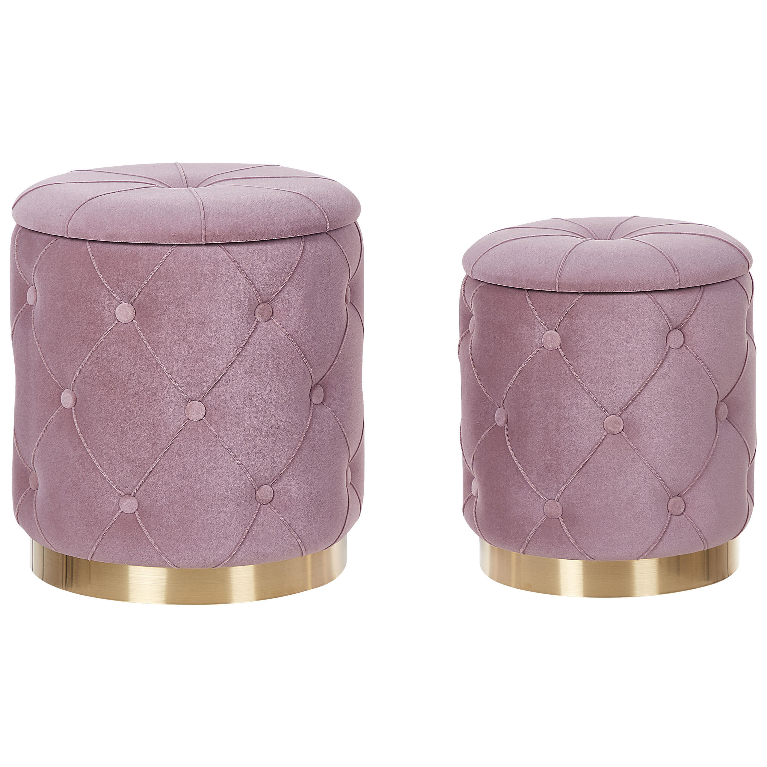 POUF 2er-Set Rosa Pueblo - Pink/Goldfarben, Textil (33/44/33cm) - Beliani
