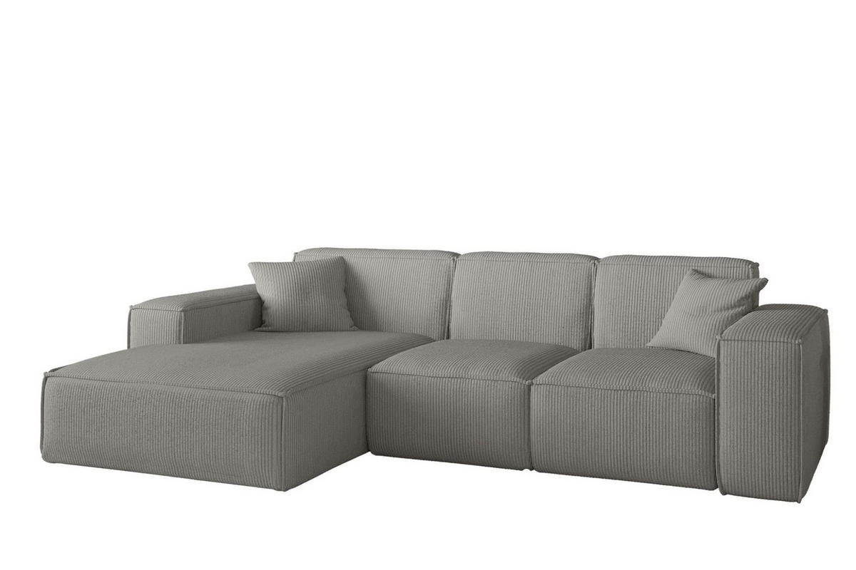 ECKSOFA Celes Premium Stoff Scala - Grau, Holzwerkstoff/Textil (266/165cm) - Fun Möbel