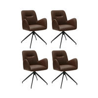 ARMLEHNSTUHL-SET 4 Stück in Kunstleder Cognacbraun - Schwarz/Braun, Textil/Metall (61/86/64cm) - Furnhouse
