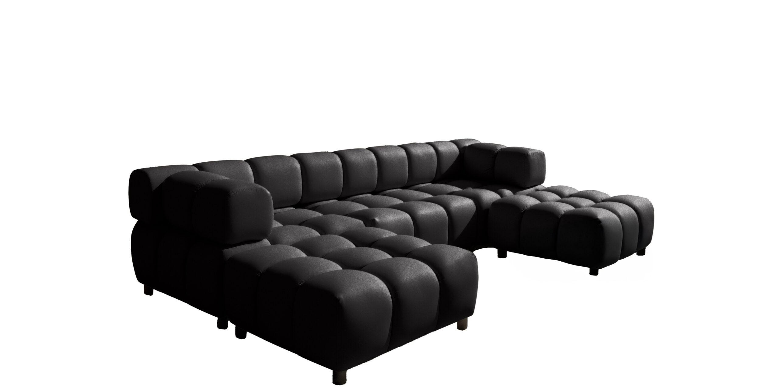 ECKSOFA U-Form Bolla, stoff Bluvel, Schwarz - Schwarz, Holz (288/192cm) - Kaiser Möbel