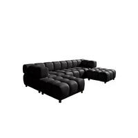 ECKSOFA U-Form Bolla, stoff Bluvel, Schwarz - Schwarz, Holz (288/192cm) - Kaiser Möbel