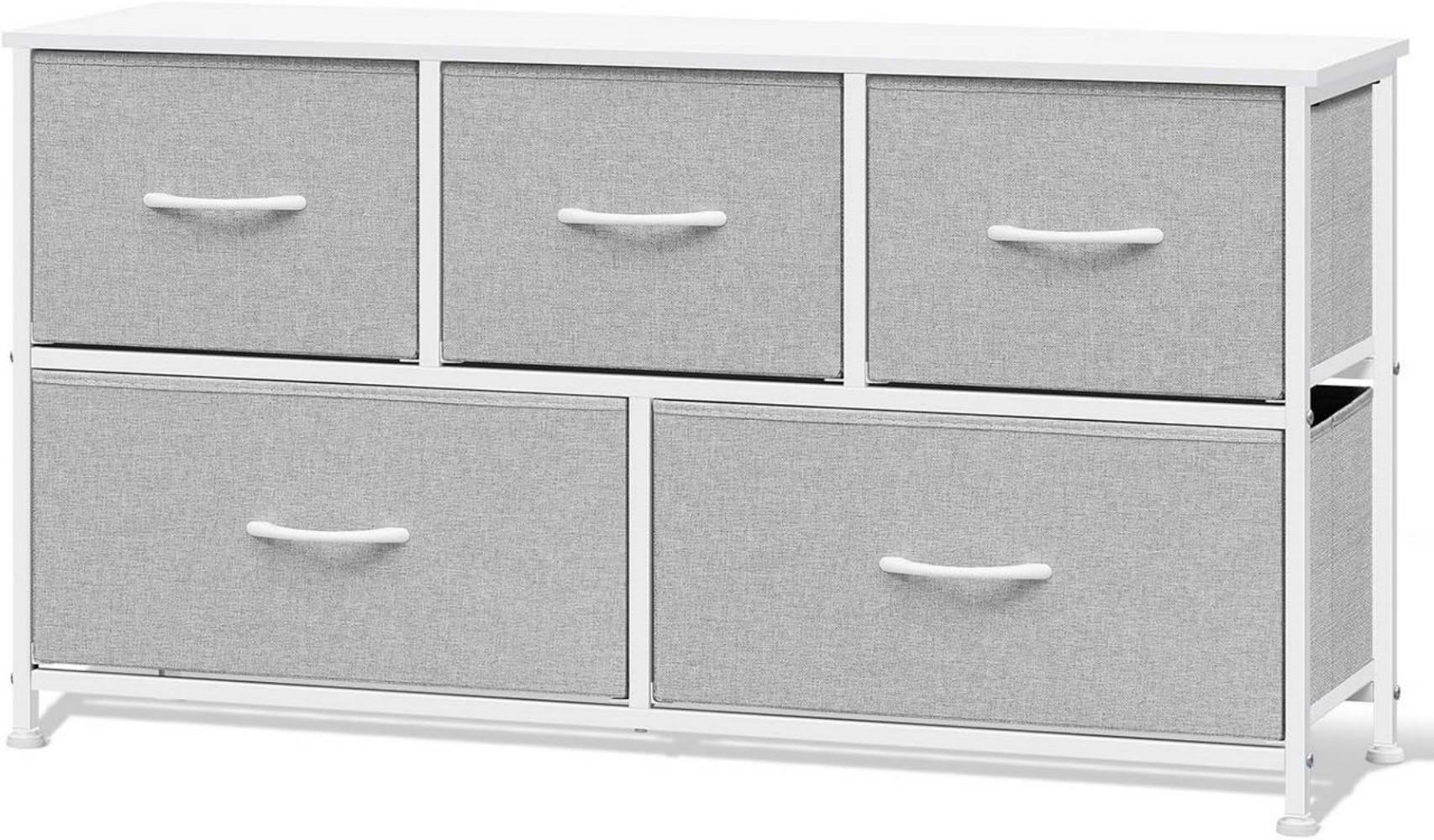 KOMMODENSCHRANK mit 5 Schubladen aus Holzwerkstoff ,Metallrahmen,Hellgrau - Hellgrau/Weiß, Holzwerkstoff/Metall (100/54/30cm) - Woltu