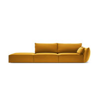 LINKES-SOFA Kaelle aus Samt gelb 4 Sitzplätze - Gelb, Textil (110/85/264cm) - Micadoni