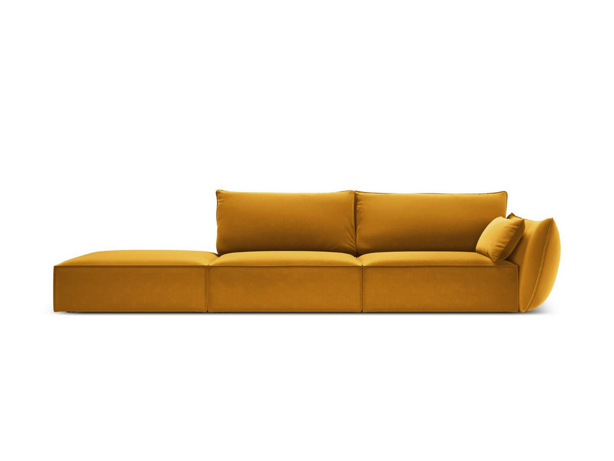 LINKES-SOFA Kaelle aus Samt gelb 4 Sitzplätze - Gelb, Textil (110/85/264cm) - Micadoni