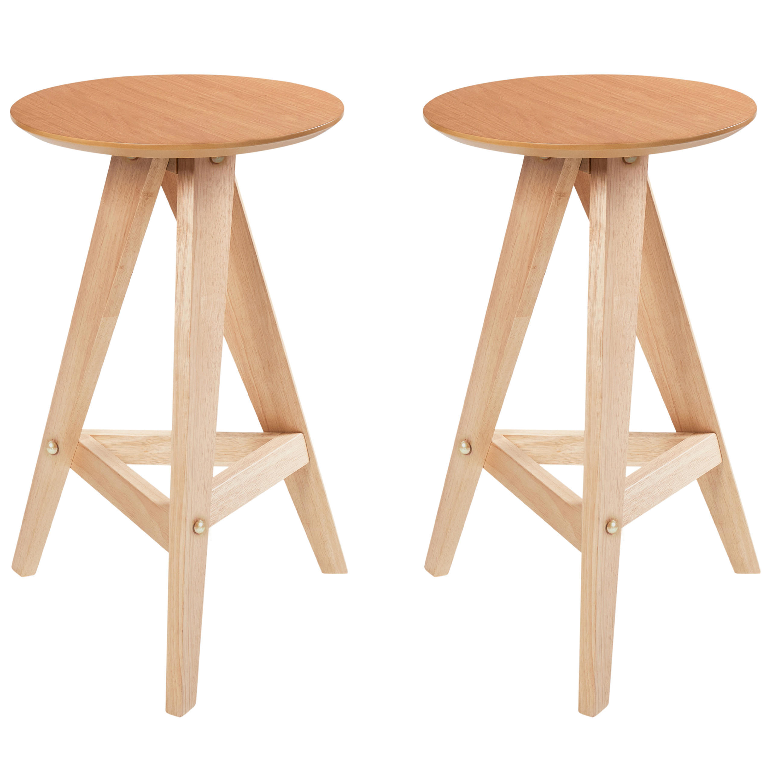 BARHOCKER 2er-Set Holz Hellbraun Aroma - Hellbraun, Holz (43/62/43cm) - Beliani