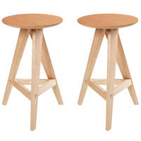 BARHOCKER 2er-Set Holz Hellbraun Aroma - Hellbraun, Holz (43/62/43cm) - Beliani