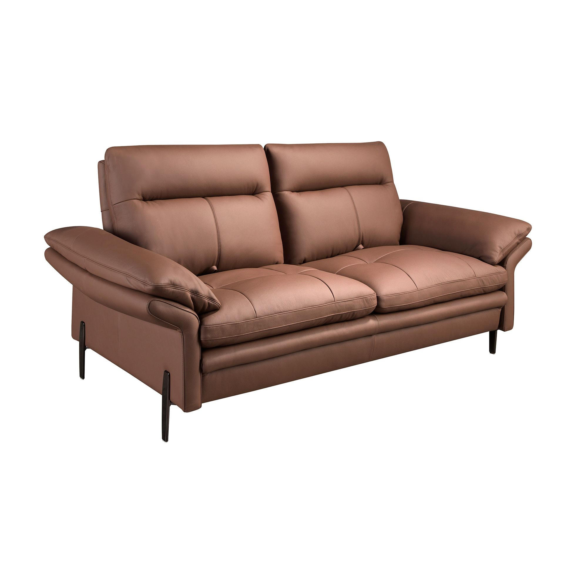 SOFA 2-Sitzer-Sofa aus braunem Leder 195/118/94 cm - Chromfarben/Braun, Leder/Holz (195/94/118cm) - ANGEL CERDA