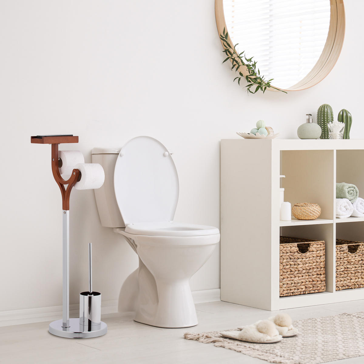 WC-GARNITUR - Silberfarben, Holzwerkstoff/Kunststoff (25/84/30cm) - Relaxdays