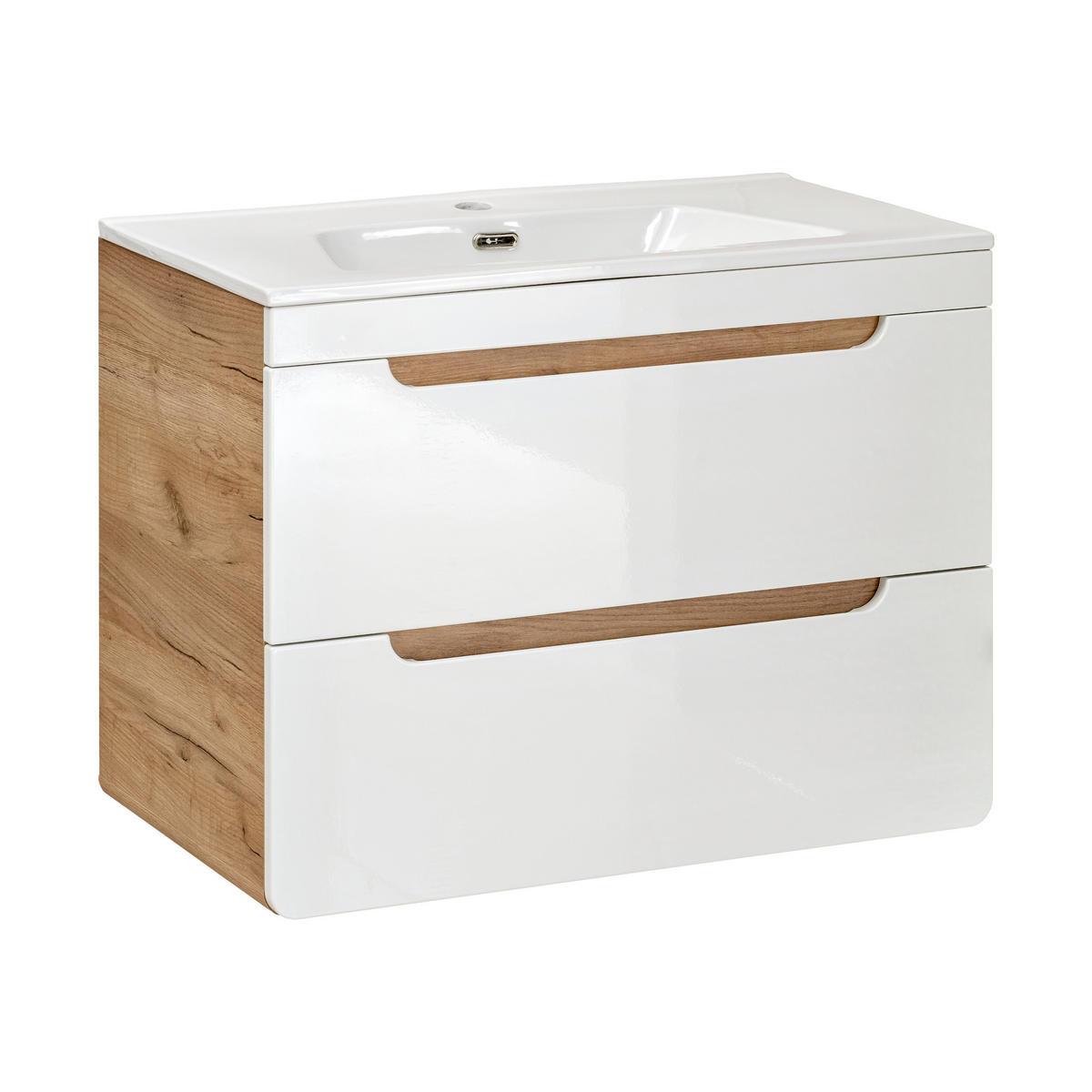 WASCHBECKENUNTERSCHRANK ARVIDA SZK5 Eiche Weiß - Weiß, Glas/Holzwerkstoff (60/59/46cm) - Komodee