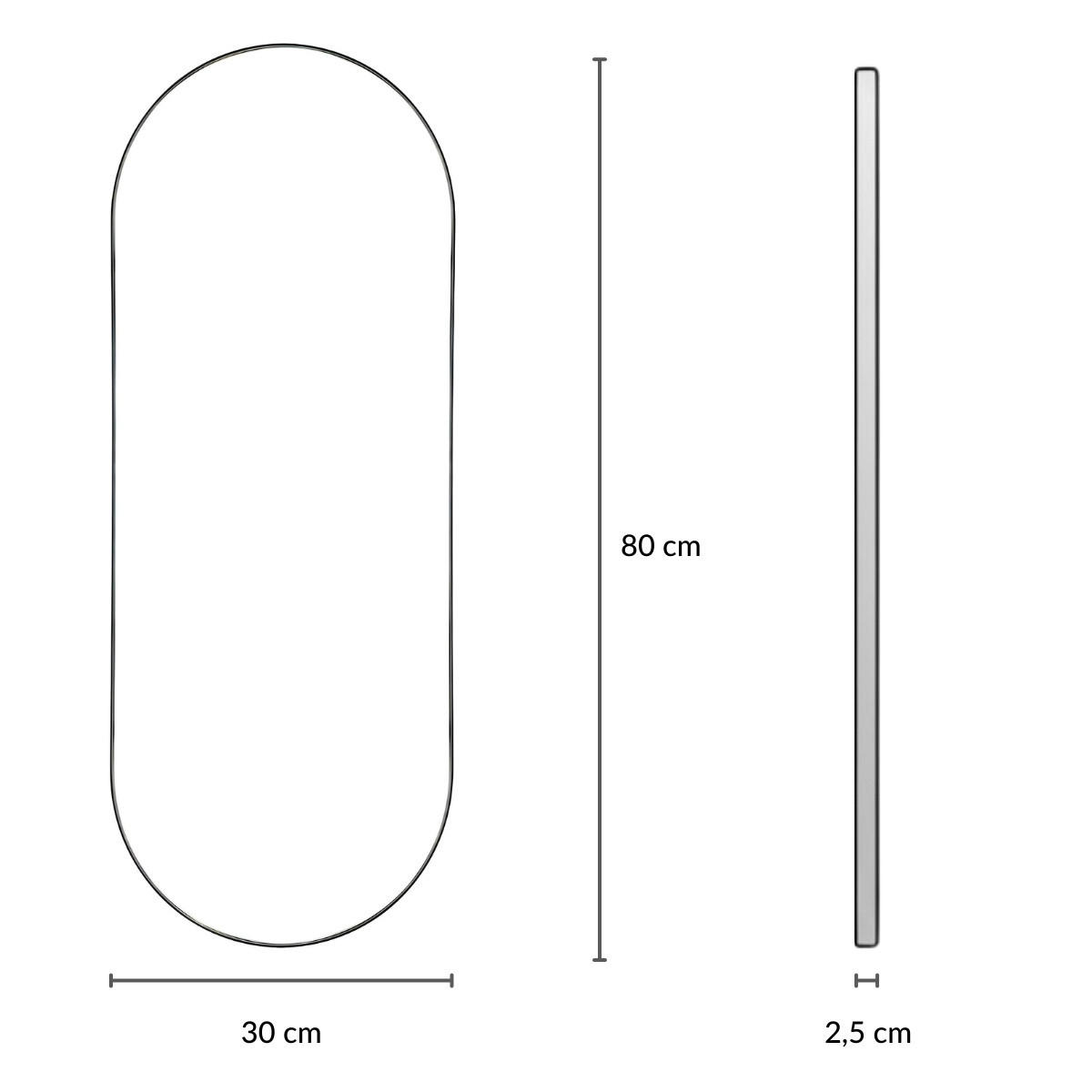 WANDSPIEGEL Alva 80/30 cm - Schwarz, Metall (30/80/2.5cm) - EDAXO