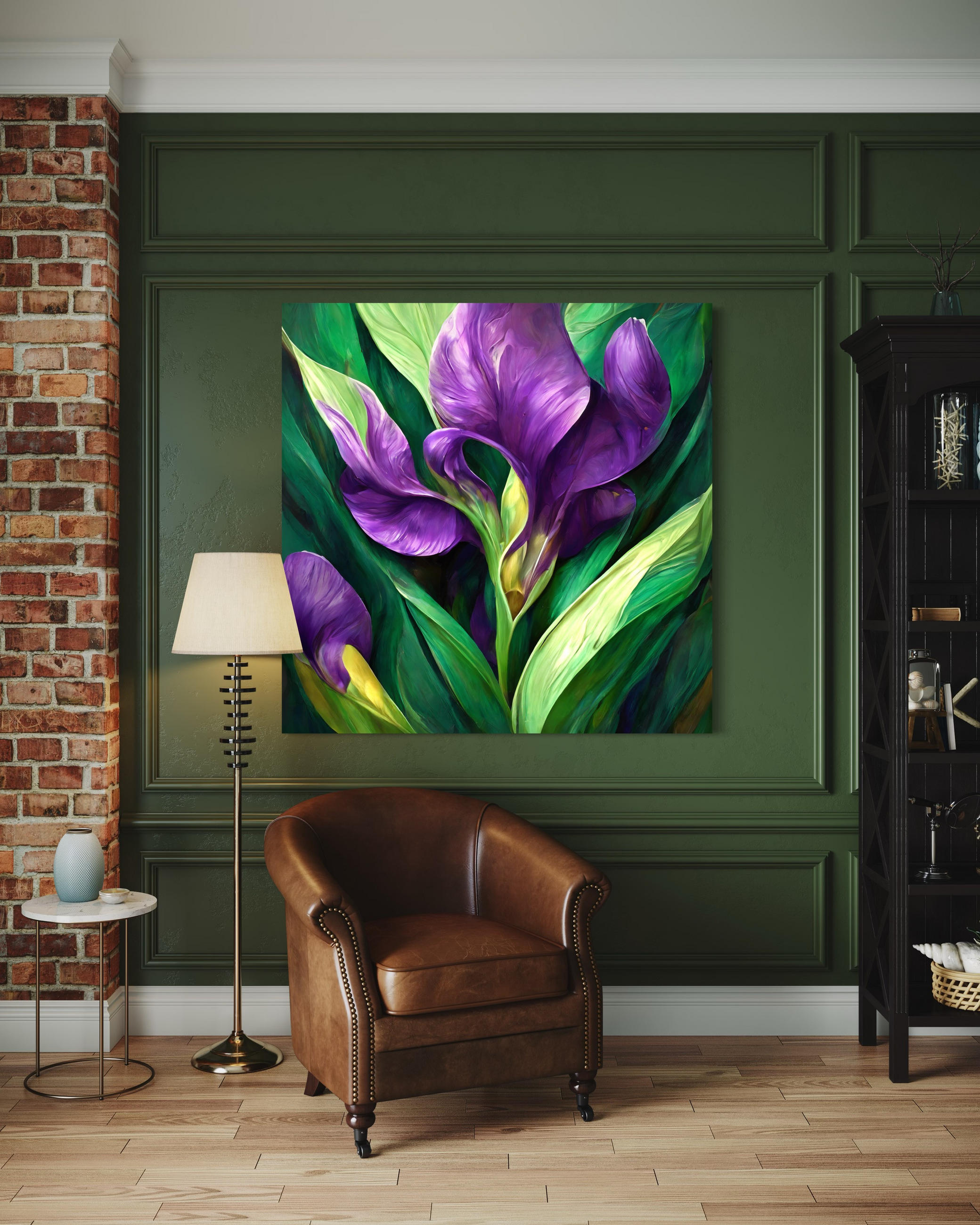 WANDBILD iris blumen natur - Lila, Textil (50/50cm) - Feeby