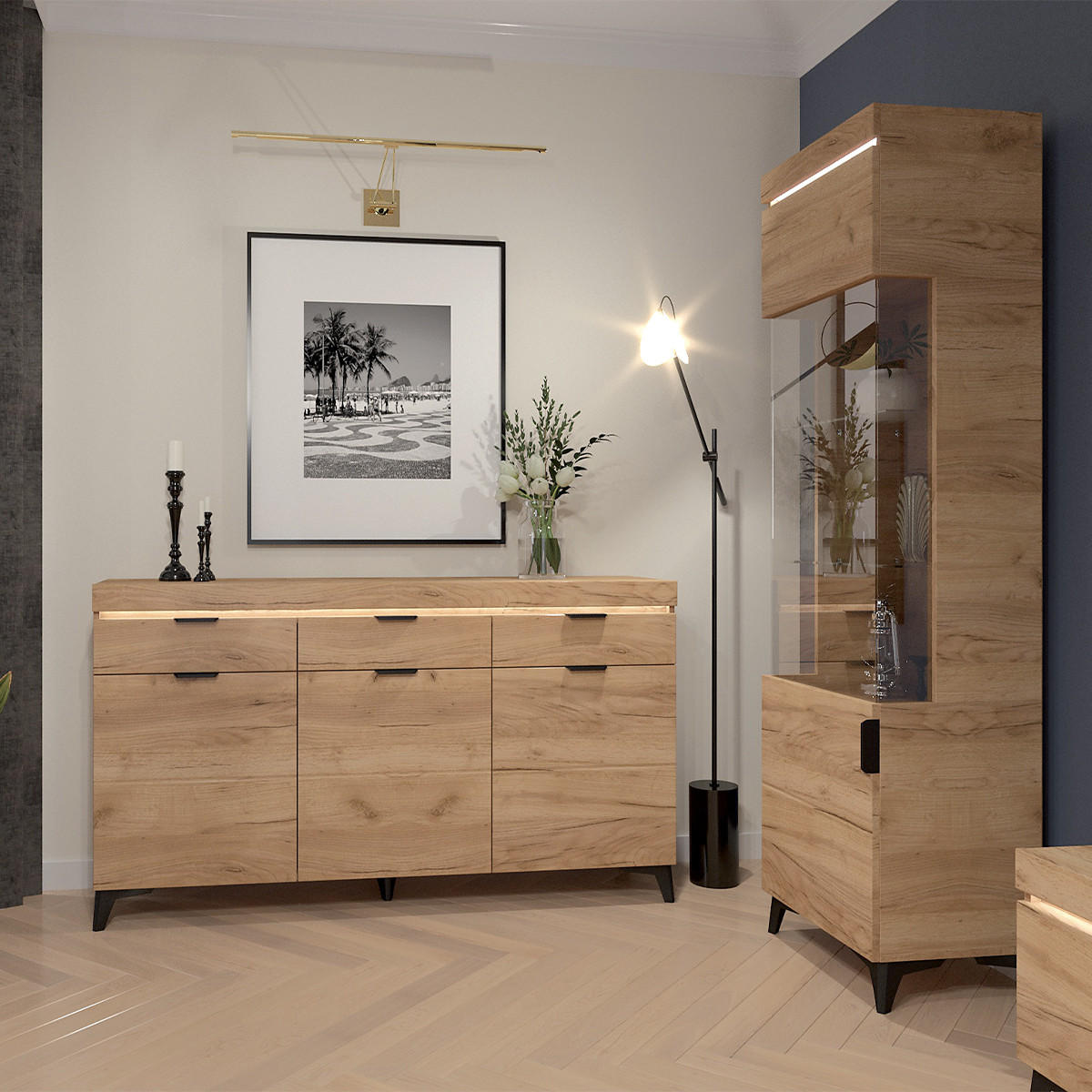 VITRÍNA Ruben Dřevo - hnědá, kompozitní dřevo (53/195/40cm) - Petits-meubles