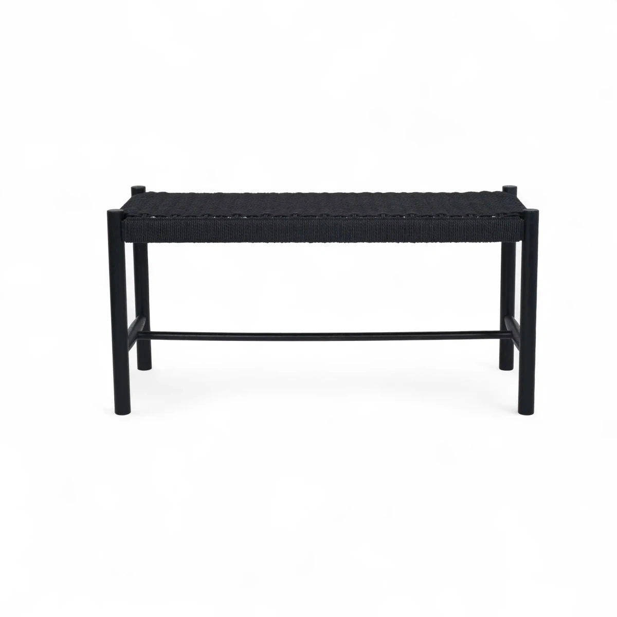 SITZBANK 90/36/45 cm Rattan / Eiche Schwarz - Schwarz, Holz/Papier (90/45/36cm) - Furnhouse