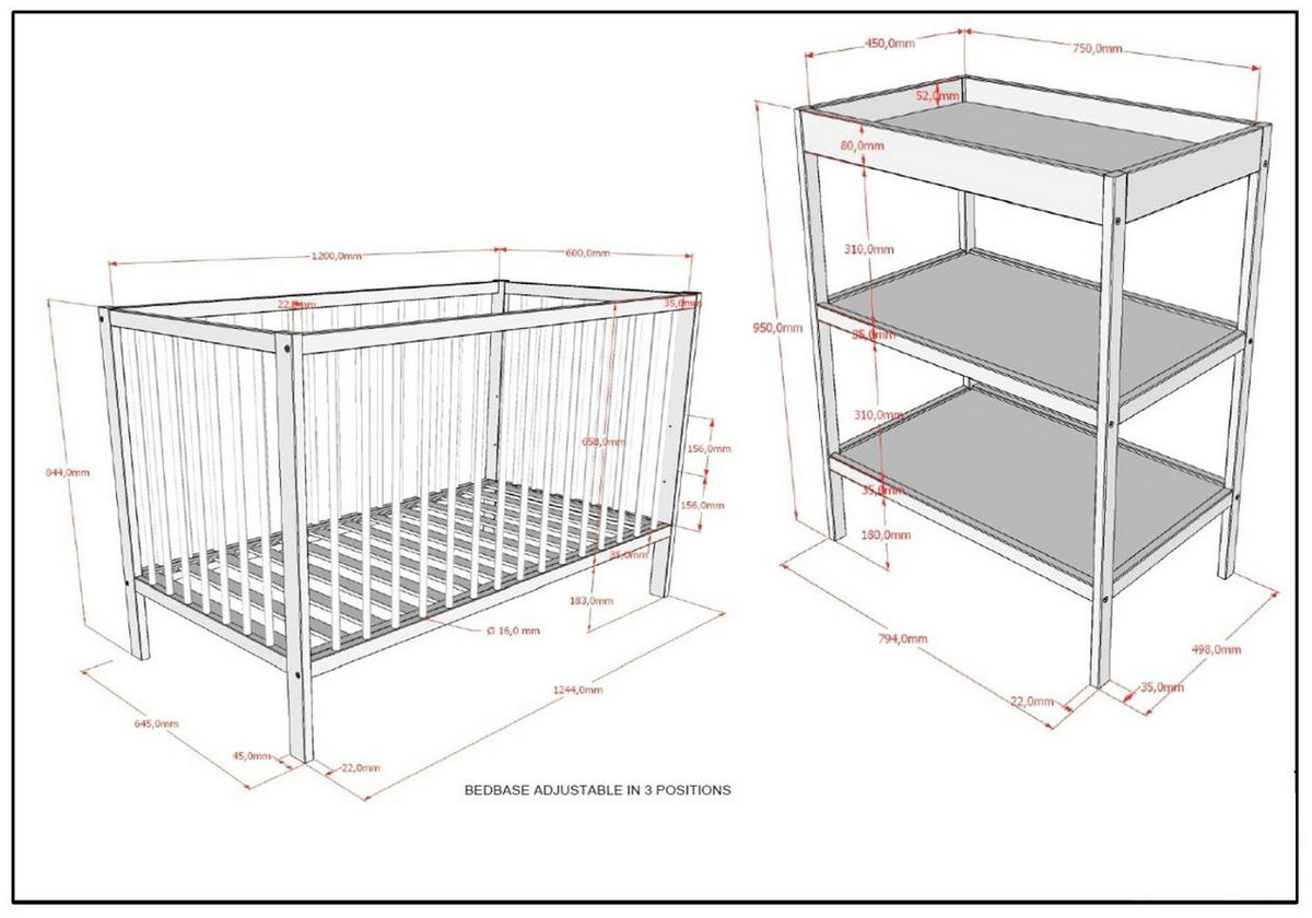 BABYZIMMER Set Kara-lynn 1 Komplettset Massivholz Buche Natur - Buchefarben, Holz (203/95/64cm) - 58aufmkessel