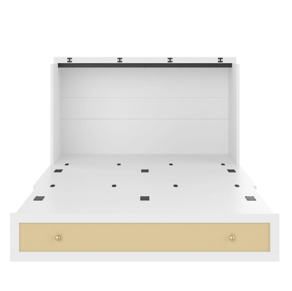 KREVET 140/200 cm s USB priključkom i utičnicom, pretincima za pohranu i pretvorbom u ormar, Bijela - bijela, drvni materijal (140/200cm) - Redom