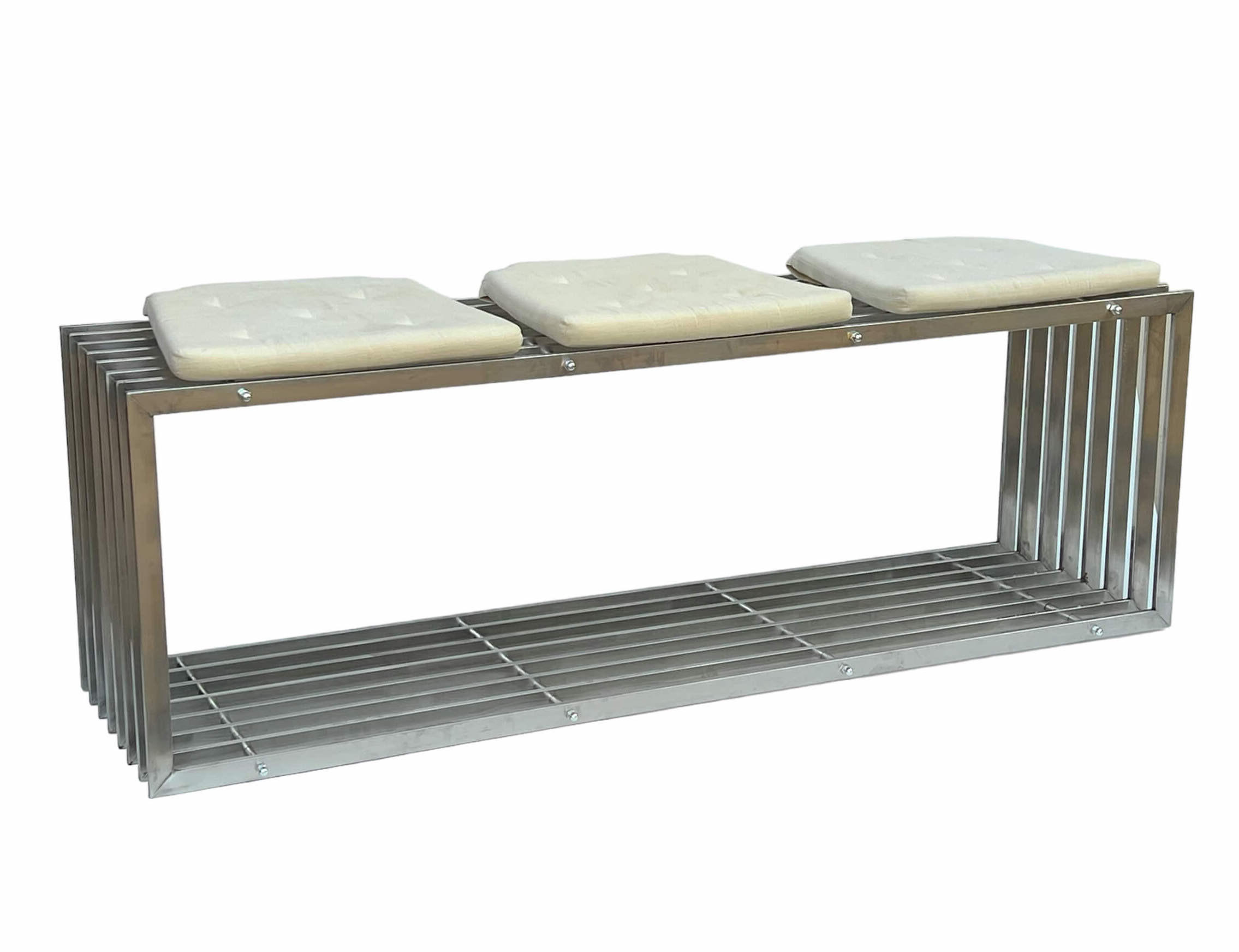GARTENBANK Edelstahl Metall Wetterfest Massiv 150 cm 96429 - Silberfarben, Metall (50/150/40cm) - DanDiBo