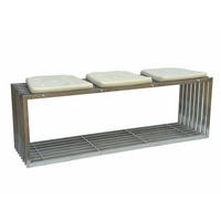GARTENBANK Edelstahl Metall Wetterfest Massiv 150 cm 96429 - Silberfarben, Metall (50/150/40cm) - DanDiBo