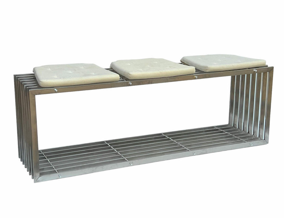GARTENBANK Edelstahl Metall Wetterfest Massiv 150 cm 96429 - Silberfarben, Metall (50/150/40cm) - DanDiBo
