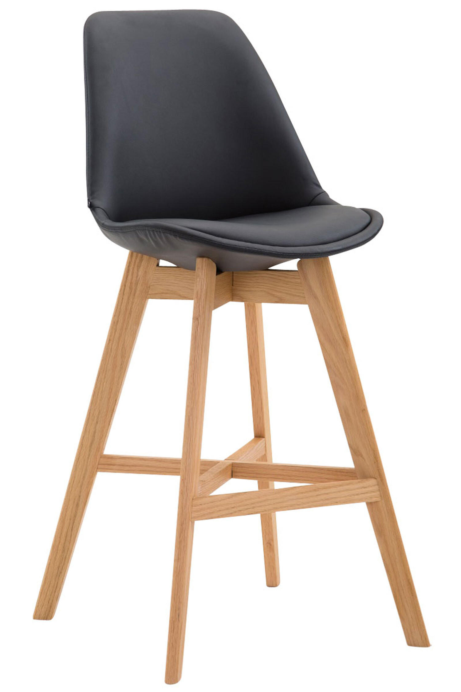 BARHOCKER Canada, Gestell Natura, Kunstleder Schwarz - Schwarz/Naturfarben, Holz/Kunststoff (48/100/56cm) - TPFLiving