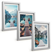 BILDER SET 3er Set - 20x30 cm Silberner Rahmen - Seebrücken, Boote, Frieden - Silberfarben, Kunststoff (20/30cm) - TULUP