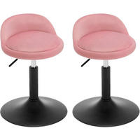 BARHOCKER 2er Set, Samt, Rosa+Schwarz - Schwarz/Rosa, Textil/Metall (38.5/49.5/43cm) - Woltu