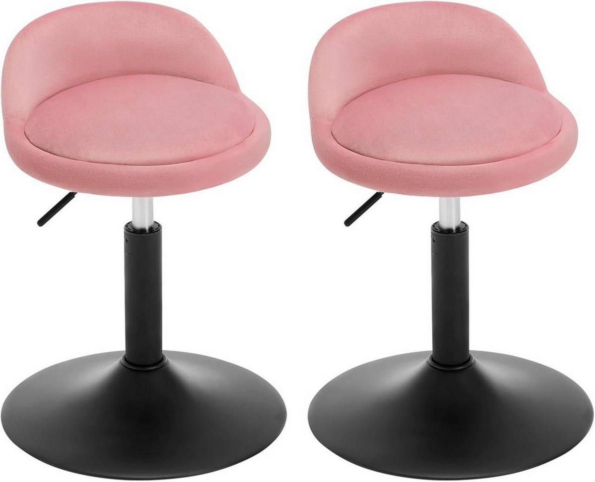 BARHOCKER 2er Set, Samt, Rosa+Schwarz - Schwarz/Rosa, Textil/Metall (38.5/49.5/43cm) - Woltu