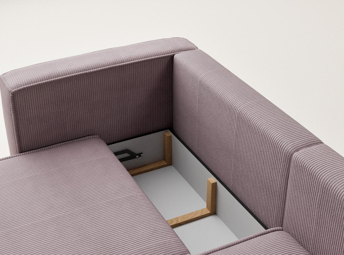 ECKSOFA MIT SCHLAFFUNKTION Velto Lila Samtstoff - Flieder/Schwarz, Holz/Holzwerkstoff (250/152cm) - Maison de Reve